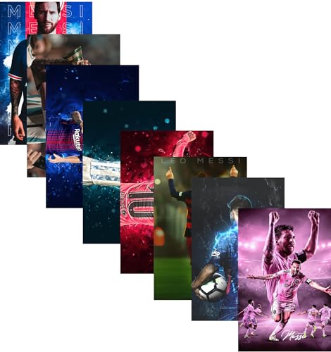 Image of Messi Poster - Football Posters for Wall Set of 8 300 GSM 12x8 Inch - Football Accessories Gifts for Men and Boys - Lionel Messi Gifts
