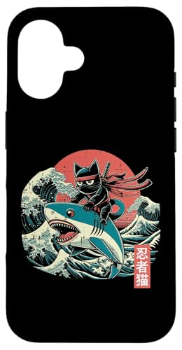 Ninja On Shark Wave ʔ {̕G A[g j̎q LbY j X}zP[X iPhone 16 p