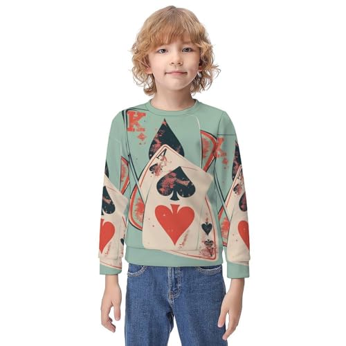 Playing Cards Signs CasinoChildren's Casual Pullover Sweatshirt Loose Fit8-10Y