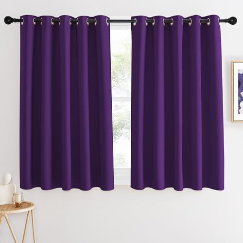 NICETOWN Blackout Curtains 54 Inches Long, Thermal Insulated Room Darkening Curtains for Bedroom, Window Treatment Drapes for Living Room Nursery (W66 x L54 Inch, Royal Purple, 1 Panel)
