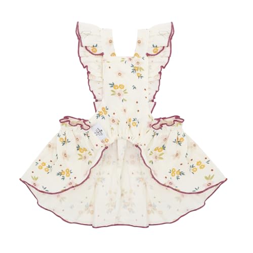 Image of CuteBone Cotton Dog Dress Flowers with Leash Ring & Sleeve Ruffles, Soft & Breathable, Stylish Pet Clothes Outfit for Small Dogs, Comfortable & Easy to Wear CFX03S