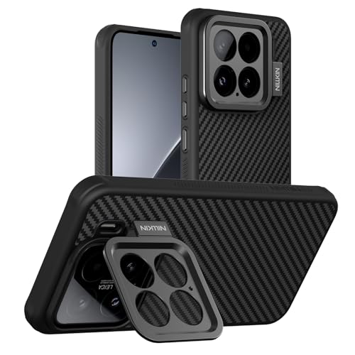Image of Nillkin Case for Xiaomi Mi 15 (6.36 inch Inch) Carbo Prop Magnetic (Works Mag Safe) Flip Lens Camera Visible Mobile Holder Media Aramid Fibre + TPU Soft Edge 360 Protect Black Color