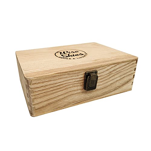 Wise Skies Wooden Rolling Box - Boxes with Hinged Lids Rolling Tray Storage (Large - Natural) - Image 2