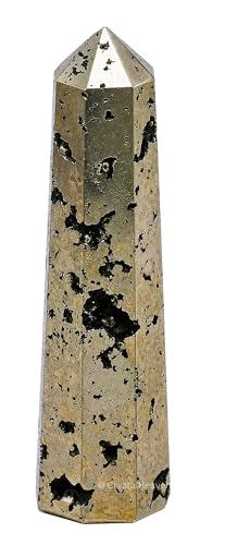 Image of Crystal Heaven Certified Raw Pyrite Crystal Tower Obelisk Point For Chakra, Healing & Balancing-Aaa Grade Original Certified Gemstone Agate For Reiki Meditation Yoga Spiritual (3-4 Inches)