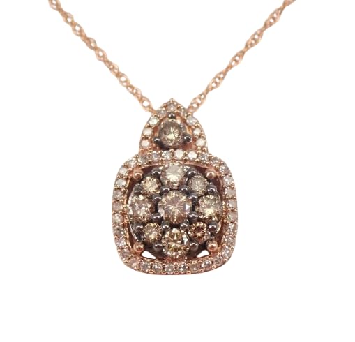 Avya Creation 2.00 Ct Round Shape Brown & White Diamond Cluster Women's Pendant With 18' Chain in...