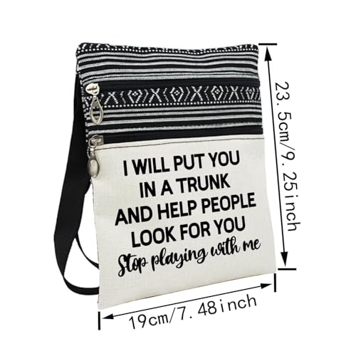 Put You In A Trunk Funny Messenger Bag Small Ethnic Pattern Printed Adjustable Strap Crossbody Zipper Bag Funny Slogan Phone Bag Wallet Cute Shoulder Handbag for Women2