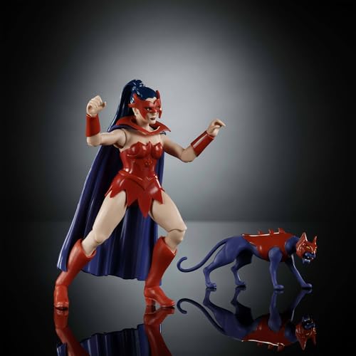 Masters of the Universe Origins Actionfigur Catra aus der Cartoon-Kollektion, ca. 14 cm groß, Heldin aus der TV-Serie der 1980er, Princess of Power, detailreiches Design und Katzen-Zubehörteil, JBM84