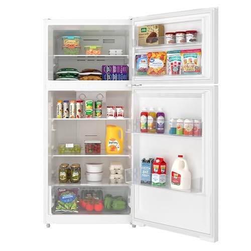 Image of KoolMore 28 Inch 14 Cu Ft Top Freezer Refrigerator, White, Freestanding Full Size Fridge Freezer for Home Kitchen or Garage