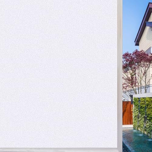 Vinilos para Ventanas 55 x 330 cm Anti 96% UV Calor Fácilmente Decorativos Reutilizar Estático Vinilo Adhesivo Cristal Lámina Privacidad Ventana para Baño, Cocina, Blanco Mate