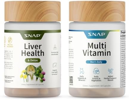 Snap Supplements Liver Health + Mens Daily Multivitamin Bundle, 60 Capsules Each