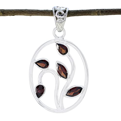 Pendentif en Argent Grenat 925 : bijou de style ancien serti clos pour femme raffinée