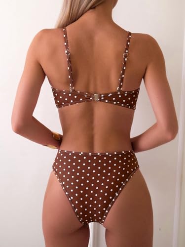 Image of Fanuerg Women's Triangle Bikini Sets O Ring Linked Two Piece Swimsuits Floral Printed Cheeky Bathing Suit