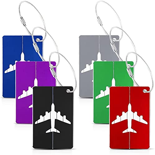 Etiquetas de equipaje Etiquetas de maleta Etiquetas de equipaje de aluminio Etiqueta de nombre Etiqueta de dirección Etiquetas de equipaje Etiquetas Nombre Etiquetas de dirección para - 6 piezas