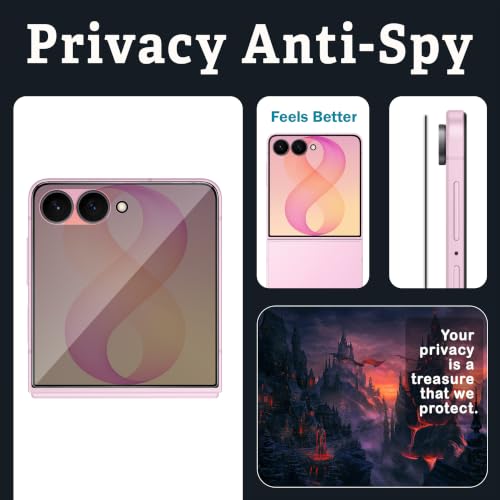 Image of FIRST MART Privacy Tempered Glass for Samsung Galaxy Z Flip 8 and Samsung Z Flip 7 | Anti-Spy Screen Protector, Edge-to-Edge 9H Scratch Protection, Case-Friendly, Bubble-Free | Pack of 1