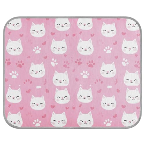siphylline Cartoon Cute White Cat Summer Cooling mat Gel Self Cooling Bed for Outdoor Cats for Chicken Cozy Sleeping Cordless tapete refrescante para mascotas S