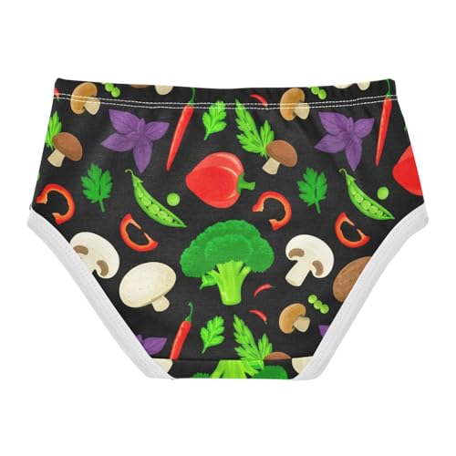 Colorful Vegetables Broccoli Black Little Girl Panties Girls Underwear Toddlers Cotton Bright Briefs Kids Undies 2t2
