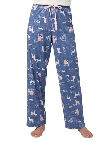 Image of HUE Women's Sleep and Lounge Pajama Separates, Late Summer & Fall Collection, Coronet Blue Dog Park - Sleep Pant, Small
