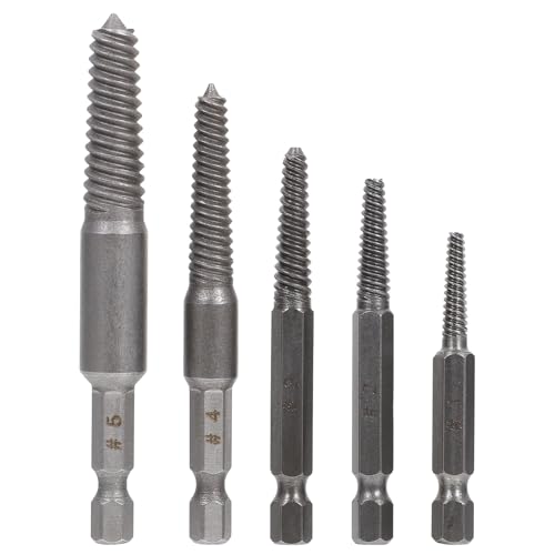 Gadpiparty 5 extractores de tornillos de acero, herramientas de extracción de pernos rotos, rodamientos reutilizables de acero resistente para uso doméstico y en obras de construcción