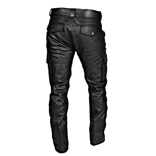Men's Faux Leather Pants - Steampunk Goth Trousers Slim Fit Leather Pants with Pockets3