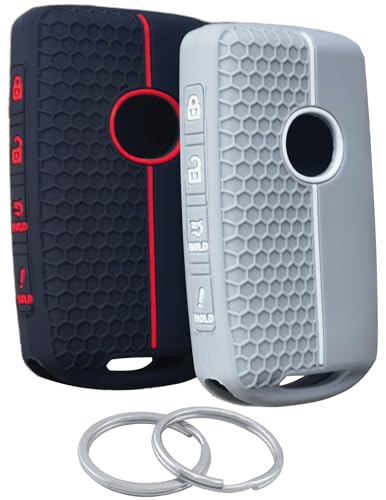 Coque de clé Mazda en silicone lot de 2 protections de télécommande 4 boutons noir et gris