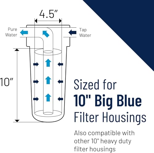 Pentair Pentek GAC-BB Big Blue Carbon Water Filter, 10-Inch, Whole House Heavy Duty Granular Activated Carbon (GAC) Replacement Cartridge, 10" x 4.5", Pack of 2