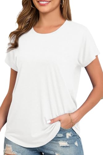 Image of Womens Summer Short Sleeve Tops High Low Loose Casual Basic T-Shirt