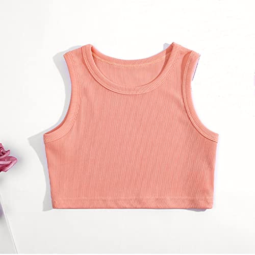 Toddler Kids Girls Dance Tank Top Baby Racerback Crop Vest Top Sleeveless Sports Dance Top for Ballet (Pink, 3-4 Years)