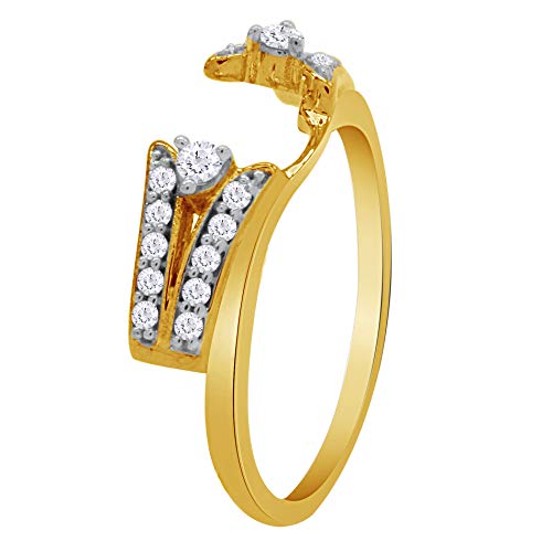 0.43 Carat Round White Cubic Zirconia Split Shank Enhancer Guard Ring 14K Gold Over Sterling Silver4