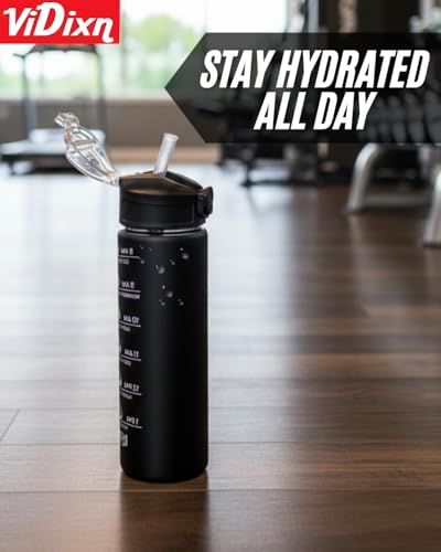 Image of Sipper Water Bottle Leak-proof Durable BPA Free Water bottle for Adults, Gym, Kids School, Gifts and Office, (900mL Pack of 1 Black)