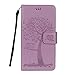 Price comparison product image iPhone Xs Max Case [With Free Stylus Pen],Embossed Tree Premium Leather Wallet Case Book Style Protective Cover with Card Slot Holder Magnetic Closure Folio Flip Case for iPhone Xs Max (Purple)
