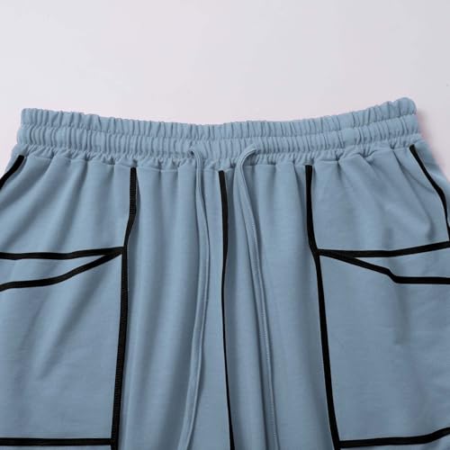 Image of Barrel Pants Women Casual Cargo Wide Leg Baggy Sweatpants Drawstring High Waisted Lounge Palazzo Pants with Pockets
