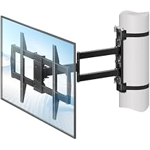 MOUNTUP Pillar TV Mount for 32"-75" TVs, Full Motion Strap-On Post Mount for Round & Square Columns, Swivel Tilt Level, No-Drill Design, Max VESA 600x400mm, Holds 88 lbs, Black