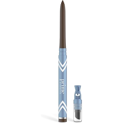 PRIME PROMETICS PrimeEyes Glide Eyeliner for Mature Women – Water-Resistant, Long-Stay and Mess-Proof – Gel Cream Texture, Discreet Sharpener and Effective Smudger (Wood (brown))
