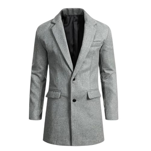 Men's Outerwears Casual Suit Lapel Coat Solid Jackets Mid-length Single-Breasted Suits2