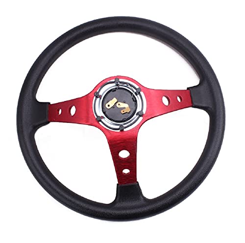 Image of AUTO SNAP 14Inch Blue Universal Steering Wheel for Sports Car Look Rally Race Off Road with Color Blue