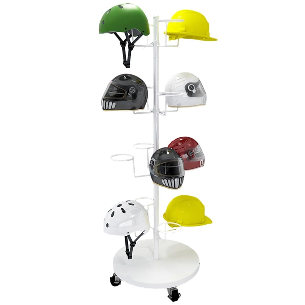YNBSHGAA Freestanding Hat Display Rack with 360° Rotation and Wheels for Retail Stores and Closet Organization,White-55x177cm