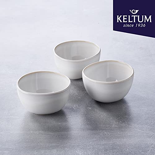 Cotton White Glazed Stoneware 4-Inch Bowls, Set of 3