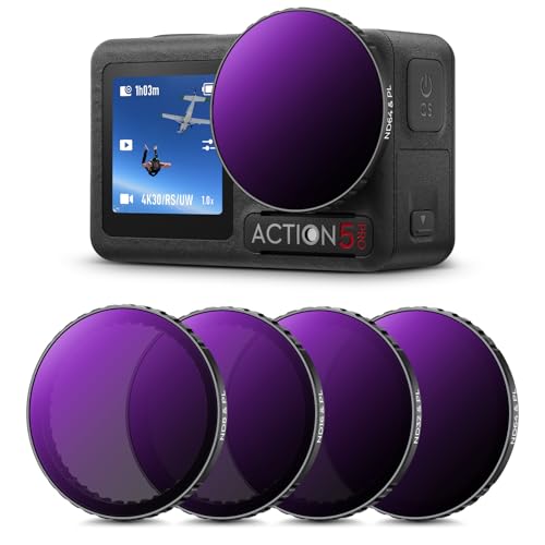 K&F CONCEPT ND Filtersets Push-in Filter ND&PL Filter kompatibel mit DJI Osmo Action 5 PRO/Action 4 Polarisierende Neutral Density HD Glass