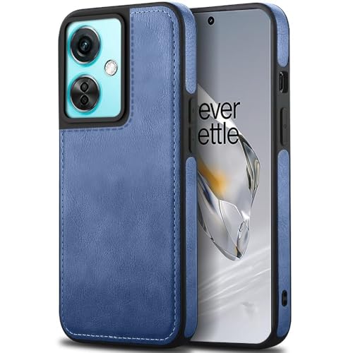 Image of KARWAN️ Genuine Leather Finish Oneplus Nord CE3 Lite Back Cover Case |Shockproof Design|Raised Edges for Camera & Screen Protection |Super Soft-Touch|Leather Case for Oneplus Nord CE3 Lite-Blue