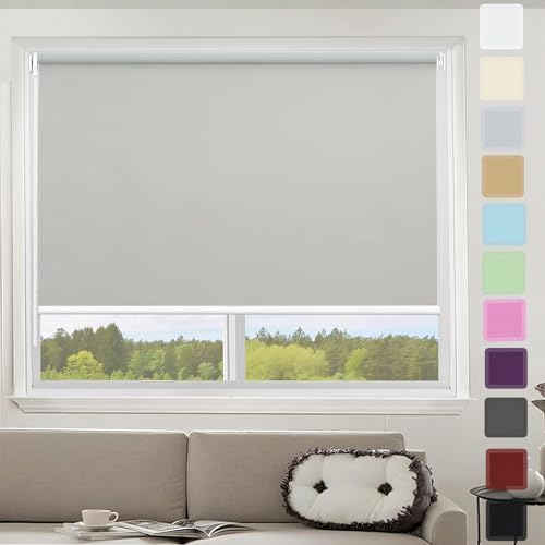 Klemmfix Estor Opaco Enrollable 120 x 150 cm Fácil de Instalar sin Herramientas Persianas para Ventanas Interiores con Revestimiento de Color a Juego, para Ventanas, Gris Claro