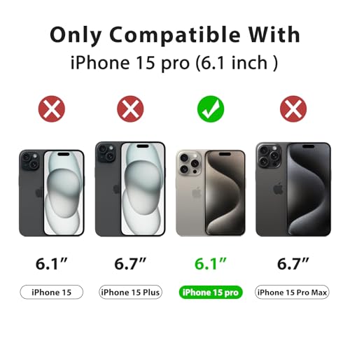 Image of Tobfit Magnetic Case for iPhone 15 Pro Compatible with Mag Safe, Translucent Matte Back Slim Shockproof Phone Cover for iPhone 15 Pro