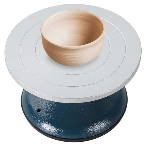 FLKQC Ceramics Pottery Sculpting Wheel | 7 Diameter Heavy Duty Metal Pottery Decorating Banding Wheel with Non-Skid Rubber Boot & Ball Bearings (7 inch Metal)