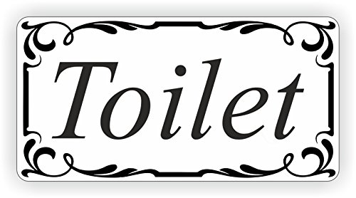 WaterShed Designs Toilet Door Sign Self Adhesive Vinyl Sticker, Decal Bath Room Door Sticker, bathroom, WC