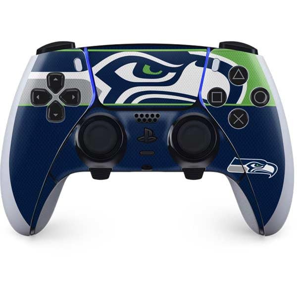 Skinit Decal Gaming Skin Compatible with PS5 DualSense Edge Pro Controller - Officially Licensed NFL Seattle Seahawks Zone Block Design
