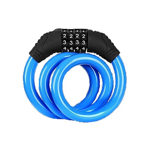 Bike Locks Bicycle Locks Anti-Theft MTB Bike Steel Wire Padlock 4 Digit Password Electric Scooter Motorcycle MTB Accessories(Blue)