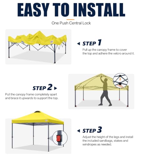 Image of MASTERCANOPY 10x10 Durable Pop Up Canopy Tent with Roller Bag, Yellow
