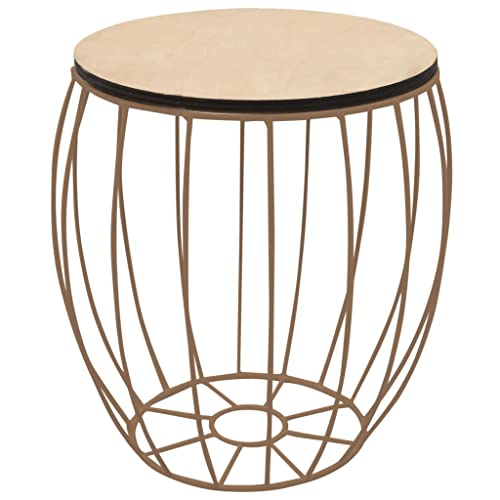 Homiuse Round Coffee Table Set 3 Pieces Stackable Small Coffee Table For Living Room Tea Table Modern Coffee Side Table Table Vintage Copper Frame Poplar Plywood Powder Coated Iron Removable Top #TOP3