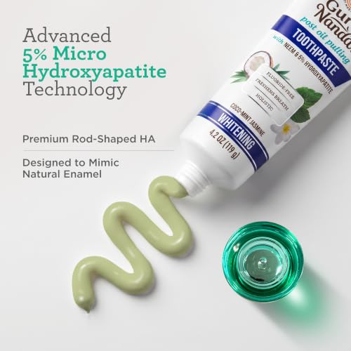 Image of GuruNanda Hydroxyapatite Toothpaste, SLS & Fluoride Free, Whitening Toothpaste - Freshens Breath, Fights Plaque - Natural CocoMint Jasmine Neem