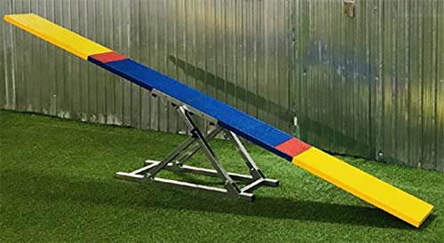 Cool Runners 12' Aluminum and Steel Dog Agility Teeter with Rubber Skin, Blue, Yellow, and Red 2-Part - Thumbnail 2