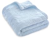 BORITAR Fleece Baby Blanket with 3D Elephant Design for Boys Girls, Ultra Soft Cozy Receiving Blanket for Newborn Infant Toddler, Fluffy Blanket for Crib, Stroller (30x40 Inches, Light Blue)